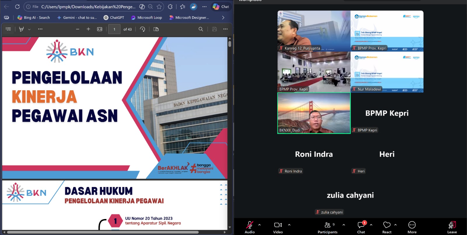 BPMP Kepri Perkuat Sinergi 2026: Selaraskan SKP Lewat Dialog Kinerja dan Transformasi Regulasi