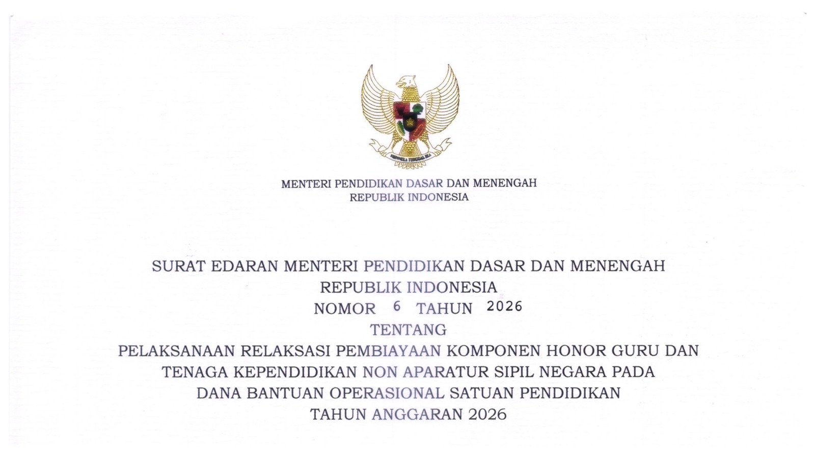 Kemendikdasmen Terbitkan Aturan Relaksasi Dana BOSP 2026 untuk Honor Guru Non-ASN